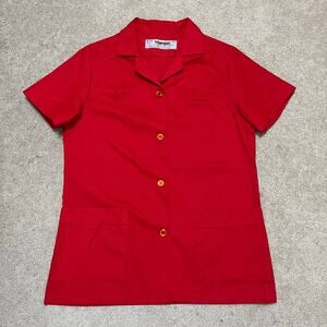 Vintage Wrangler Preppy 80s Solid Red Polo Work Shirt Medium